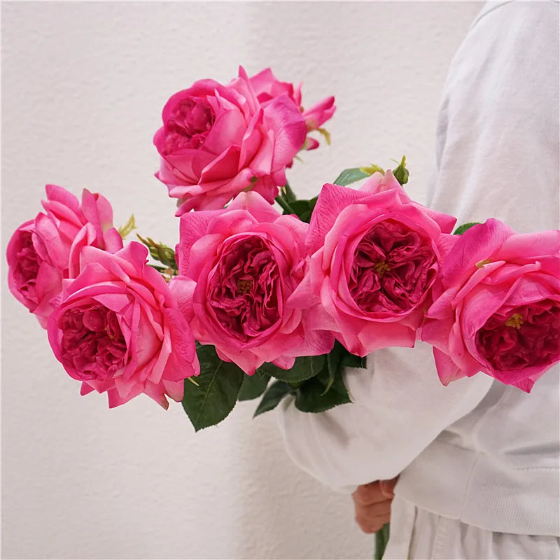 AF10912 Factory Supplies Dusty Pink White Artificial Real Touch Silk Velvet Rose Flower Artificial Flowers Wedding Home Decor