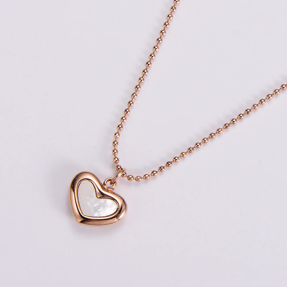 Women's Stainless Steel Rose Gold Plated Dainty Heart Choker Necklace Romantic Link Chain Fashion Jewelry for Weddings Parties