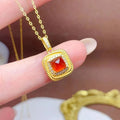 Custom Good Price 925 Sterling Silver Gold Plating Natural Garnet Women Pendant Charm for Necklace