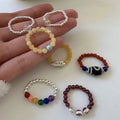 Fine Jewelry Color Gemstone Ring 925 Sterling Silver Beaded Elastic Ring