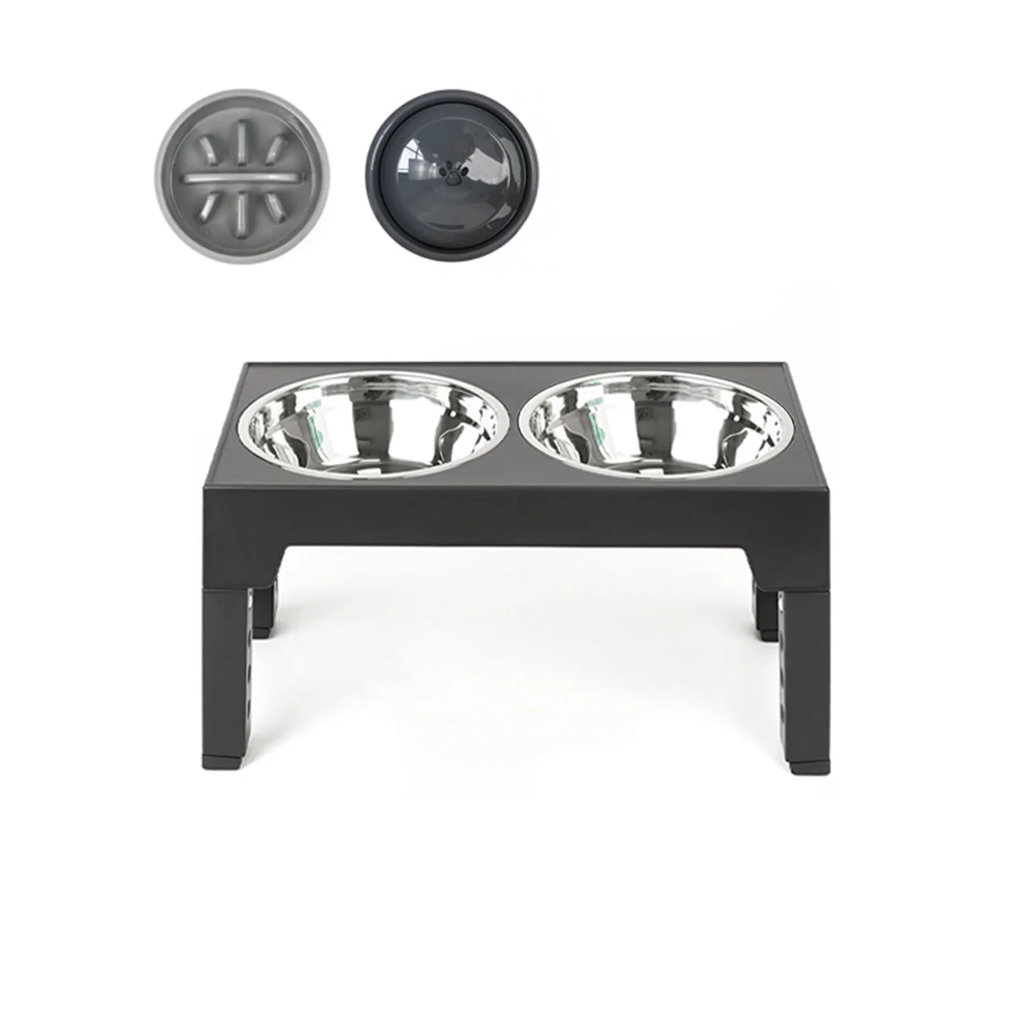 5 Height Adjustable Elevated Stainless Steel PET Bowls Feeders With Five Height Options Slow Feeder for Cat and Dogs