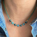 Simple Design Fashion Natural Africa Turquoise Stone Seed Beads Necklace Choker Necklace