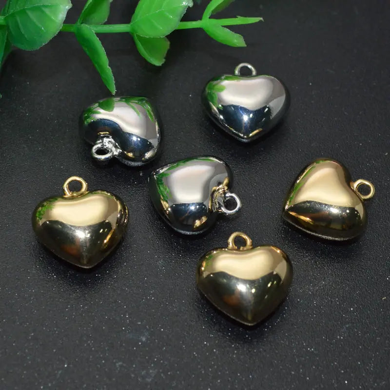 Gold Silver Plating Shine Lovely  8mm 15mm Peach Heart Shape Pendant Charms for DIY Jewelry Making Findings