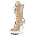 15 cm thin heel platform fish mouth steel pipe dance short boots model show fashion large women's Boots