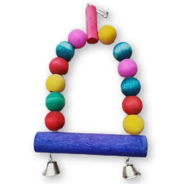 Eco-Friendly Wooden Chew Toy Activity Swing for Parrots-Modern Design Indoor/Outdoor Use