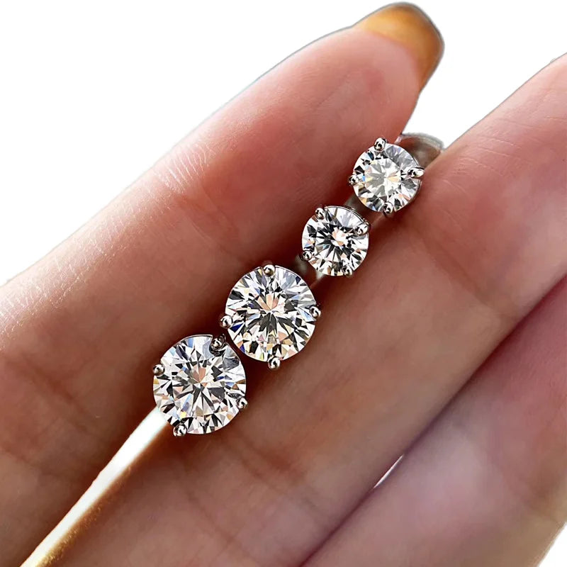 Aimgal GRA Certified 0.5-2ct Classic Moissanite Stud Earrings: Six-Claw Setting 18K Gold-Plated S925 Silver Elegant Gift