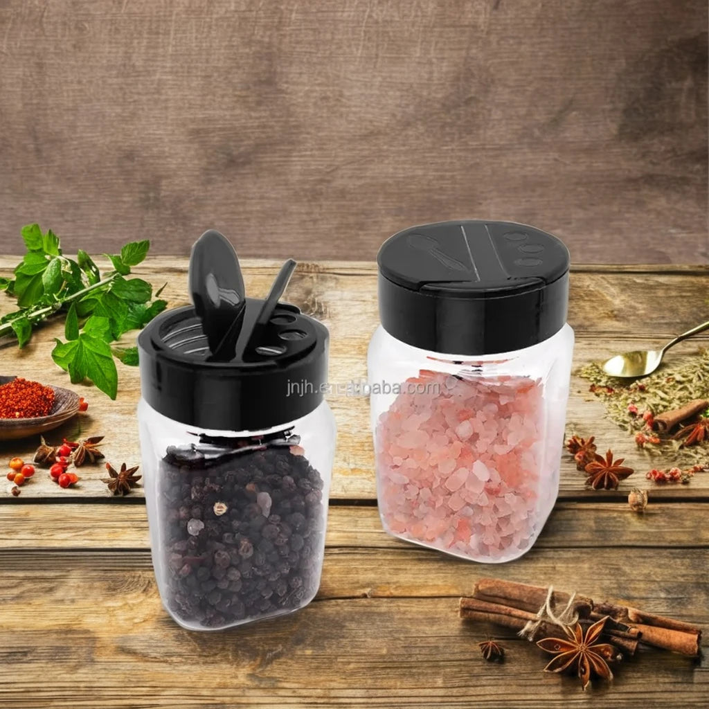 Transparent 180ml PET Plastic Kitchen Spice Jars for Salt Pepper Chili Seasoning Box Packing by Manufacturer