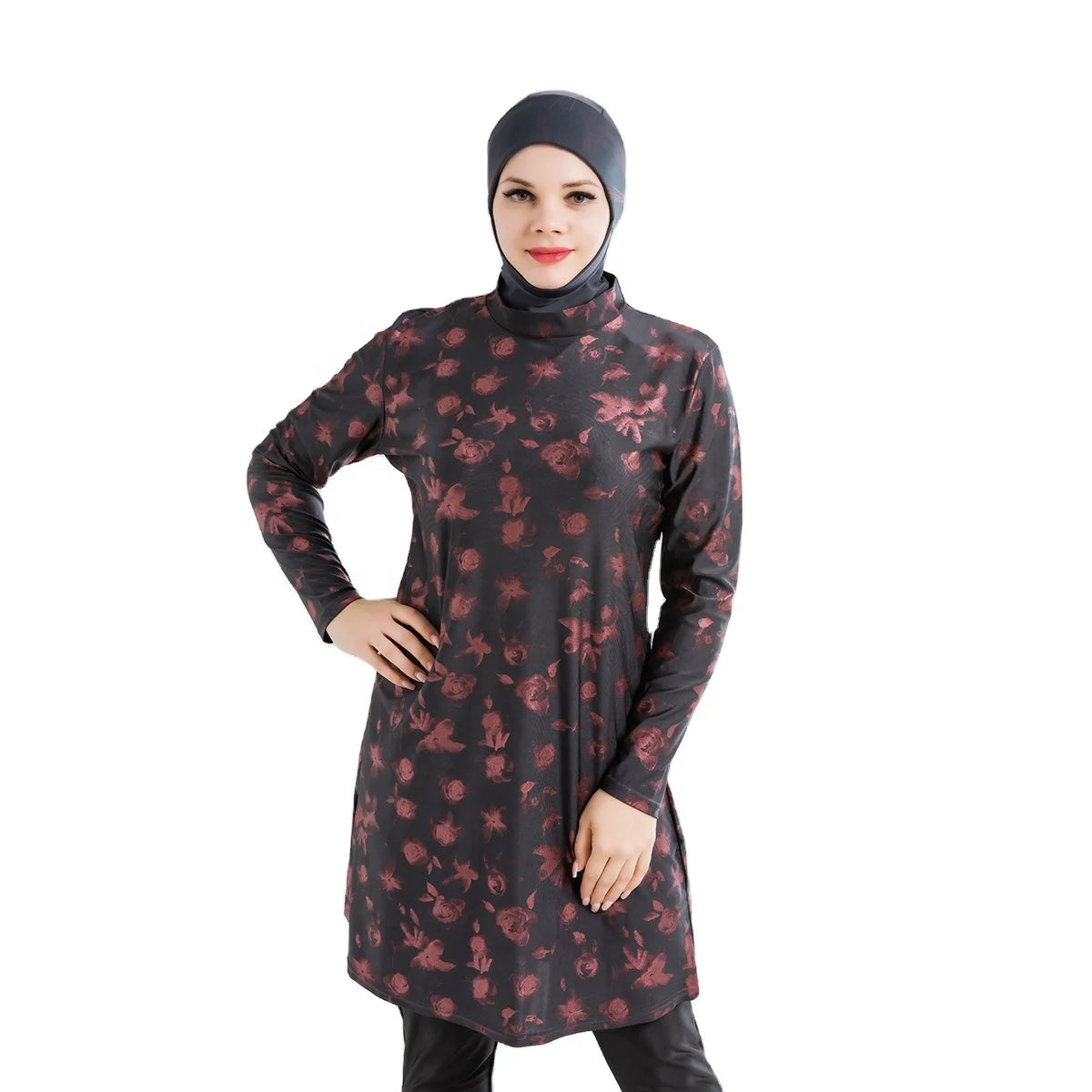 MOTIVE FORCE Bronzing Printing Swimwear for Muslim Woman Suit 3pcs Comfortable Burkini Muslim Swimsuit