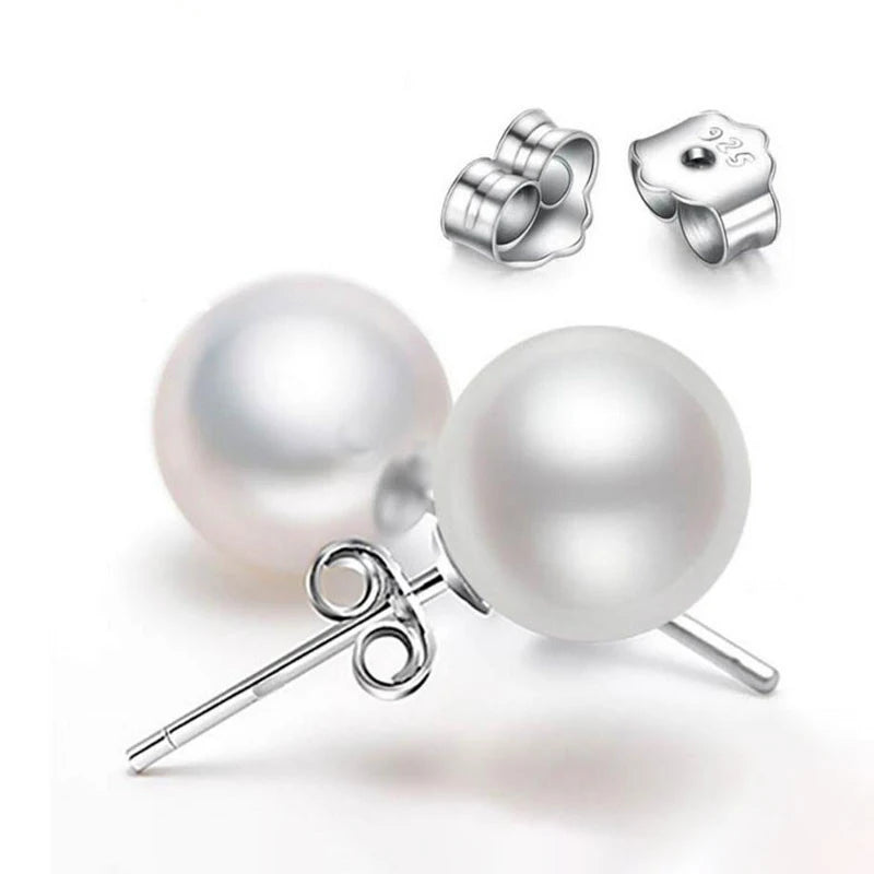 Freshwater Pearl Stud Earrings for Women Girls Mother Mom Jewelry Real 925 Sterling Silver Romantic Ear Natural 3-10mm 10 Pairs
