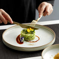 Japanese Style Eco-Friendly Ceramic Dinnerware Sesame Point Design Microwave and Oven Safe Plates for Serving Dinner Foods