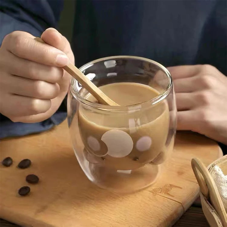 Personality Custom Cute Animal Shape Design Piggy Cat Shape Double Wall Coffee Glass Cup for Gift