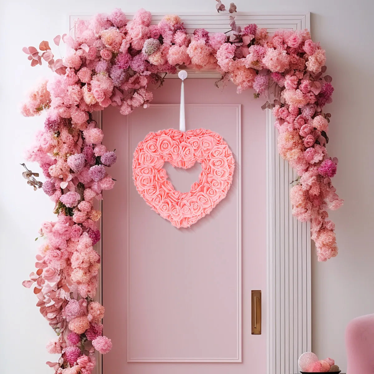 New Valentine's Day Love Wreath Door Hanging Heart Shaped Wreath Wedding Proposal Party Scene Decoration Decoration