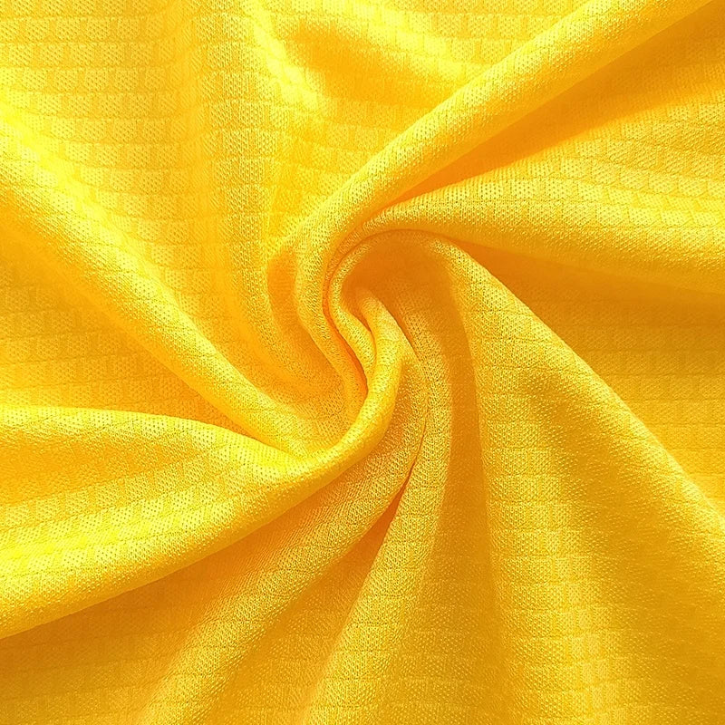 Yellow 100% Polyester Honeycomb Knitted Mesh Football Jersey