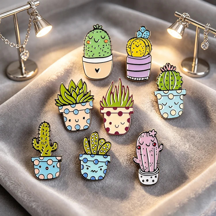 Custom Cactus & Succulent Enamel Pins Bulk Wholesale Plant Themed Soft Enamel Lapel Pins for Nature Lovers