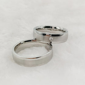 Beloved One Designer 2pcs Two Tone Wedding Engagement Rings Sets for Men and Women 316L Stainless Steel Jewelry