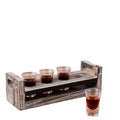 JUNJI Wood Flight Serving Caddy Set Rustic Burnt Solid Wood Tasting Holding Tray with Handles Severing Tray Wood Flight Tray