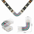 2/4/5/6Pin Crystal Buckle Right Angle Transfer L-Shape Solderless Led Connectors for 8/10/12mm 5050 RGB Single Color Strip Light