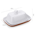 Custom Rectangle White Terra Cotta Ceramic Steak Dish with Double Handle and Lid for Food for Chinese New Year