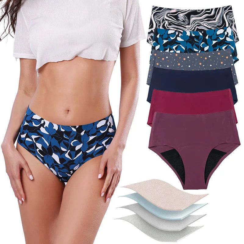 Comfortable Seamless Period Underwear 4 Layer Leakproof Menstrual Panties for Women Heavy Flow Overnight Daily Protection