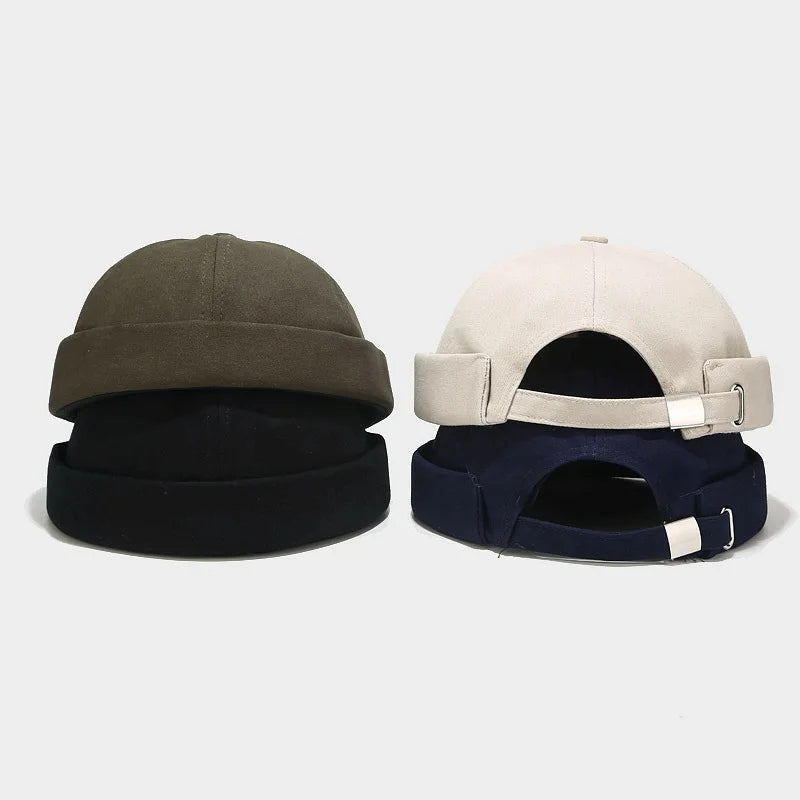 Free Shipping Instock Custom logo  Dome Blank Plain Cotton Brimless Hat Customizable Docker Brimless Cap Baseball