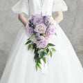Teardrop Cascading Wedding Bouquets Artificial Faux Rose Flowers Waterfall Wedding Bouquet Bridal