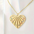 New North Love Charm Necklace Fashion Stainless Steel Jewelry Choker Inlaid Rainbow Birthstones Zircon Heart Pendant Necklace