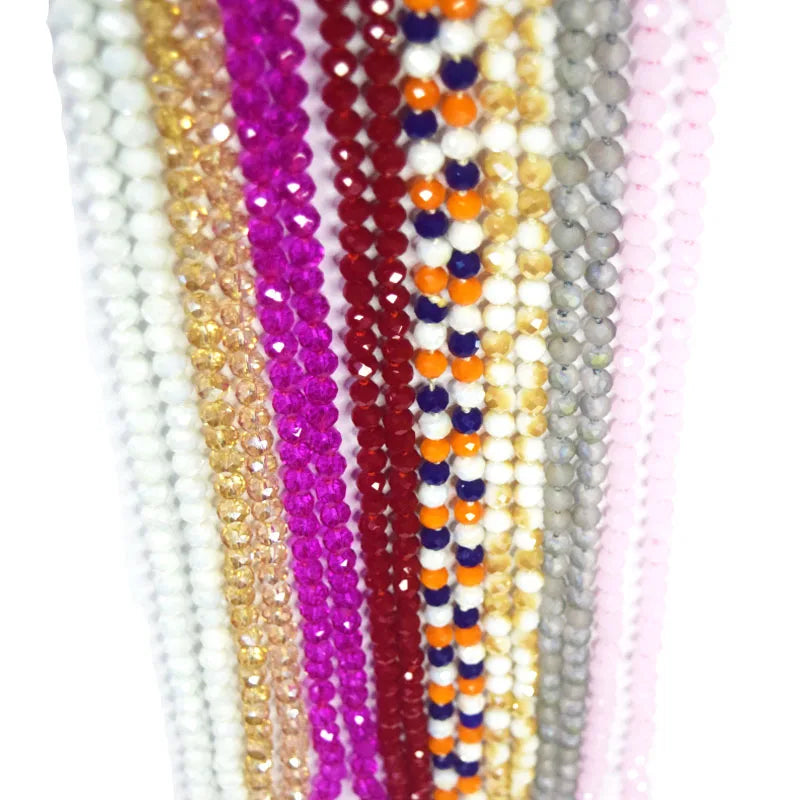 Handmade 60 Inches Long Glass Crystal Bead Beaded Layered Long Necklace Women Tropical Bohemian Sweater Necklace