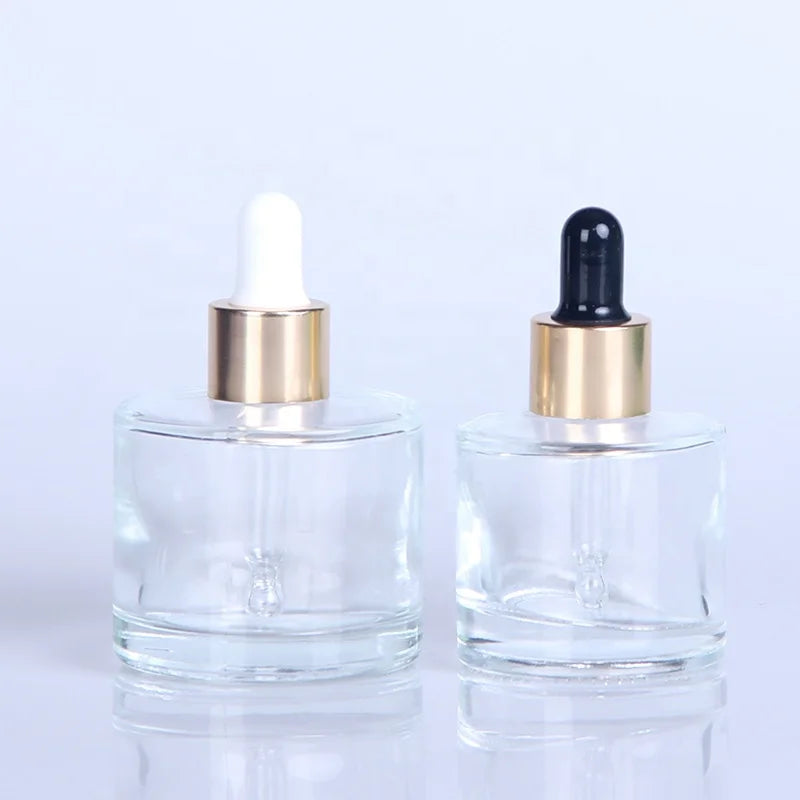 30ml 50ml Eco-friendly Recyclable Short Round Hair Oil Glass Dropper Bottle with Screen Printing
