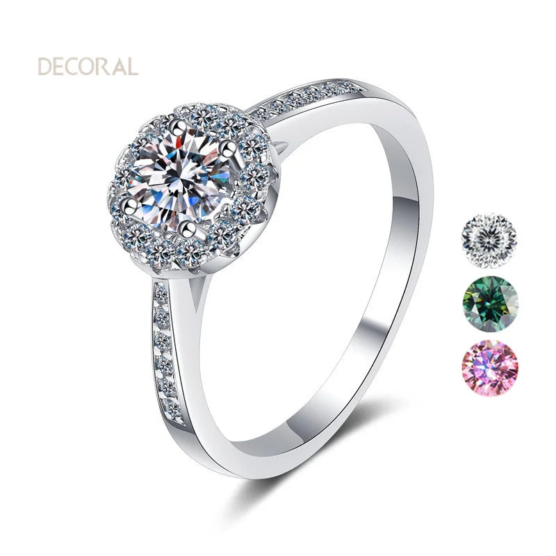 Custom Wedding Jewelry Moissanite Diamond Engagement Ring S925 Sterling Silver Ring 0.3/0.5/1/2Carat for Women
