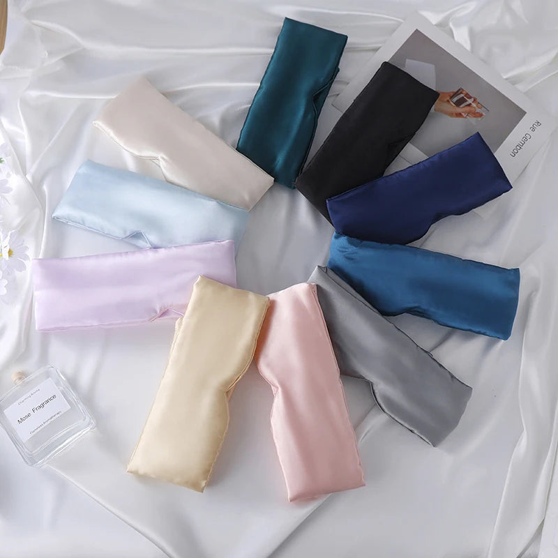 Custom Large Blackout Sleep Eye Mask Cool and Breathable Satin Sleeping Mask for Eye Care