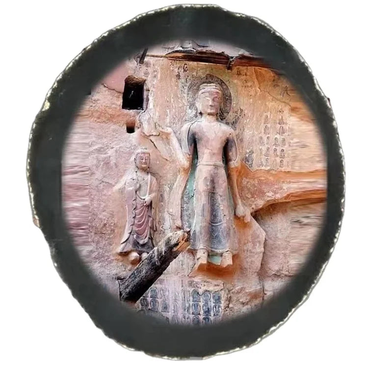 Huiying Wholesale Natural Buddha Slice Painting Tray Coasters with Gift Box for Home Usage and Crafts Dish