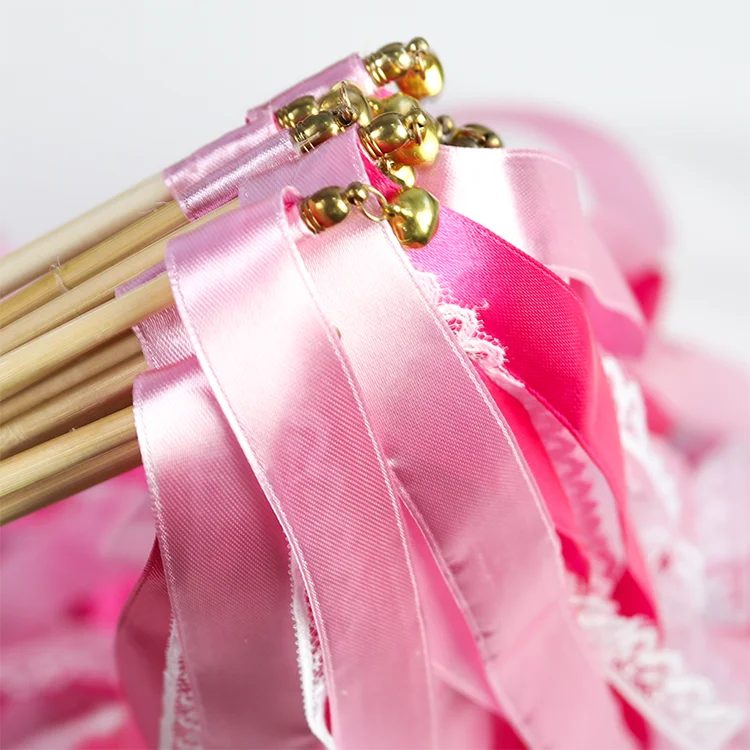 Linji Hot Sale Colorful Eco Friendly Silk Wedding Ribbon Wands Wholesale