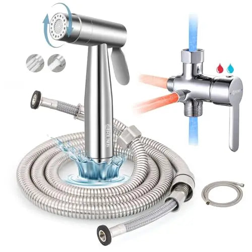 Handheld Bidet Sprayer Hot and Cold Mixing Valve Kit Leak Free Brass T-Valve Dual Function Bidet Sprayer and Mixing Valve