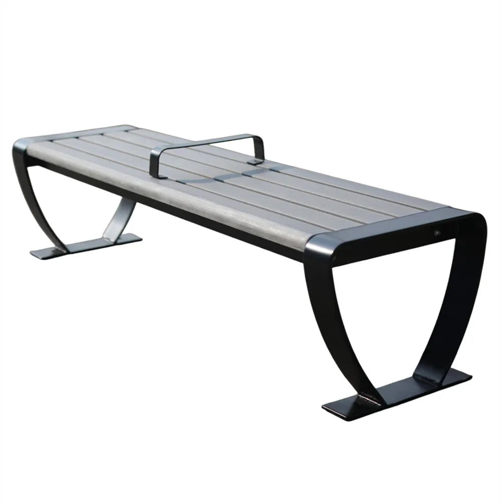 Contemporary Wooden Backless Bench Seat for Outdoor Garden Park Outside WPC Wood Modern Patio Furniture with Stylish Backrest
