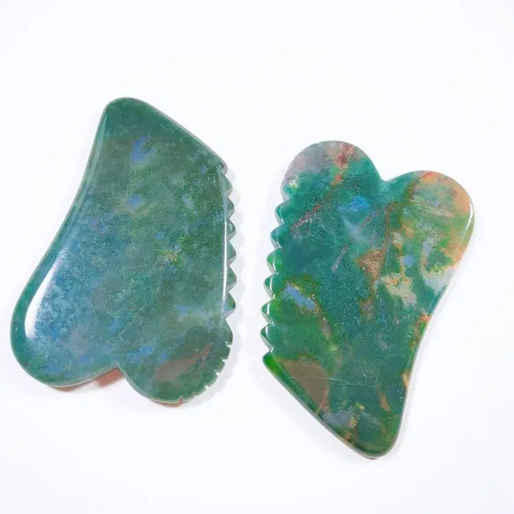 HUIYING New Design Natural Gemstone Scraper Bian Stone Guasha Massage Scraping Tools Indian agate Gua Sha Massager