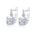 Exquisite Shinny 7mm Asscher Cut Cubic Zirconia Women Luxury Real 925 Sterling Silver Cuff Huggie Earrings
