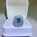 New Arrival Silver 925 Original 3 Carat Brilliant Radiant Cut Diamond Test Past Green Moissanite Blossom Ring Gemstone Jewelry