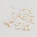5-6  mm Rice Nature Freshwater Pearl Charm With STAINLESS STEEL PVD 18K GOLD Hanger DIY High Luster PEARL Half Hole Drilled
