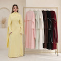 Luxury Detachable Shawl Maxi Dress Elegant White Pearl Trim Cape Sleeve a Line Evening Dress 2026 EID Muslim Abaya Dress MegaBDM