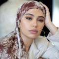 High Quality Tie Dye Chiffon Hijab for Women Ink Painting Pearl Scarf Veil Muslim Fashion New Spring Headscarf