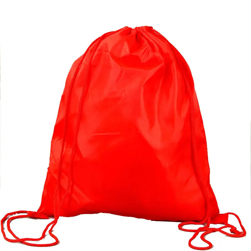 Custom Eco-Friendly Nylon Drawstring Backpack Bag Red Color with Letter Pattern Waterproof Sports Drawstring Bag