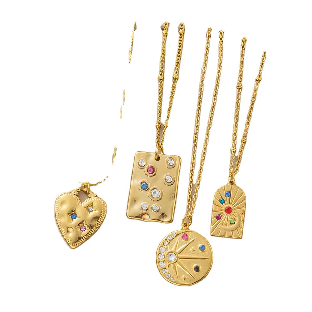 Collar De Acero Inoxidable 18K Gold Plated Stainless Steel Moissanite Diamond Love Heart Necklace Waterproof Non-Fade Necklace
