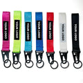 Stylish Metal Lock Ring Keychain Both Side Brand Climbing Custom Logo Polyester Short Lanyards
