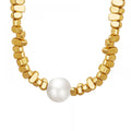 Stainless Steel 18K Gold Plated Personalized Geometric Ore Chain Imitation Pearl Necklace Irregular Bead Pearl Choker Necklace