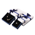 New Manufacturer Wholesale Multiple Specifications Square Cardboard Jewelry Boxes With Blue Bow
