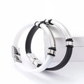 Hot Selling Fashion Customizable Couple Bangle Jewelry Stainless Steel Genuine Silicone Bracelet With Metal