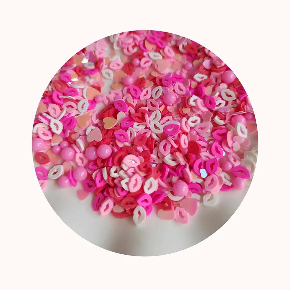New Slime Heart Lip Polymer Clay Slice Sprinkles Mix Candy Beads for Slime Filler DIY Simulation Candy Accessories