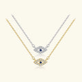 FUAMAY 925 Silver Blue Evil Stone Eye Charm Necklace Adjustable Link Chain with Pearl for Gift
