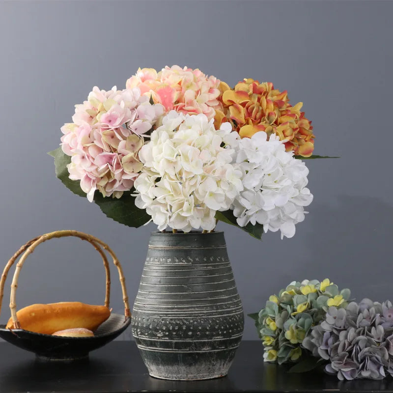 High Quality Professional Modern Simple Artificial Hydrangea 47cm Single Stem Silk Flower Retro Color Wedding Home Decor