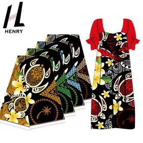 Hawaiian Design Samoan Polynesian Tribal Samoan Tapa 100% Polyester Custom Print Fabric for Dress&Skirt
